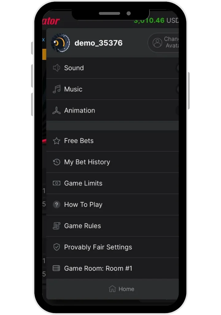 aviator game menu